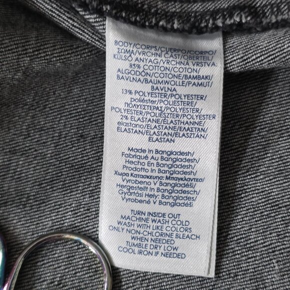 Chaps Denim Skirt Womens 20W Black Button Front Pockets Stretch Grunge Plus Size - Picture 11 of 15